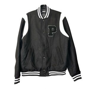 Prolific Black and White Fabric Varsity Letterman Jacket Size XL EUC
